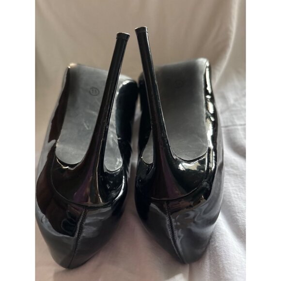 Black Patent Leather Pointed-Toe High Heels With Stiletto Heel Size 11 - Picture 6 of 8
